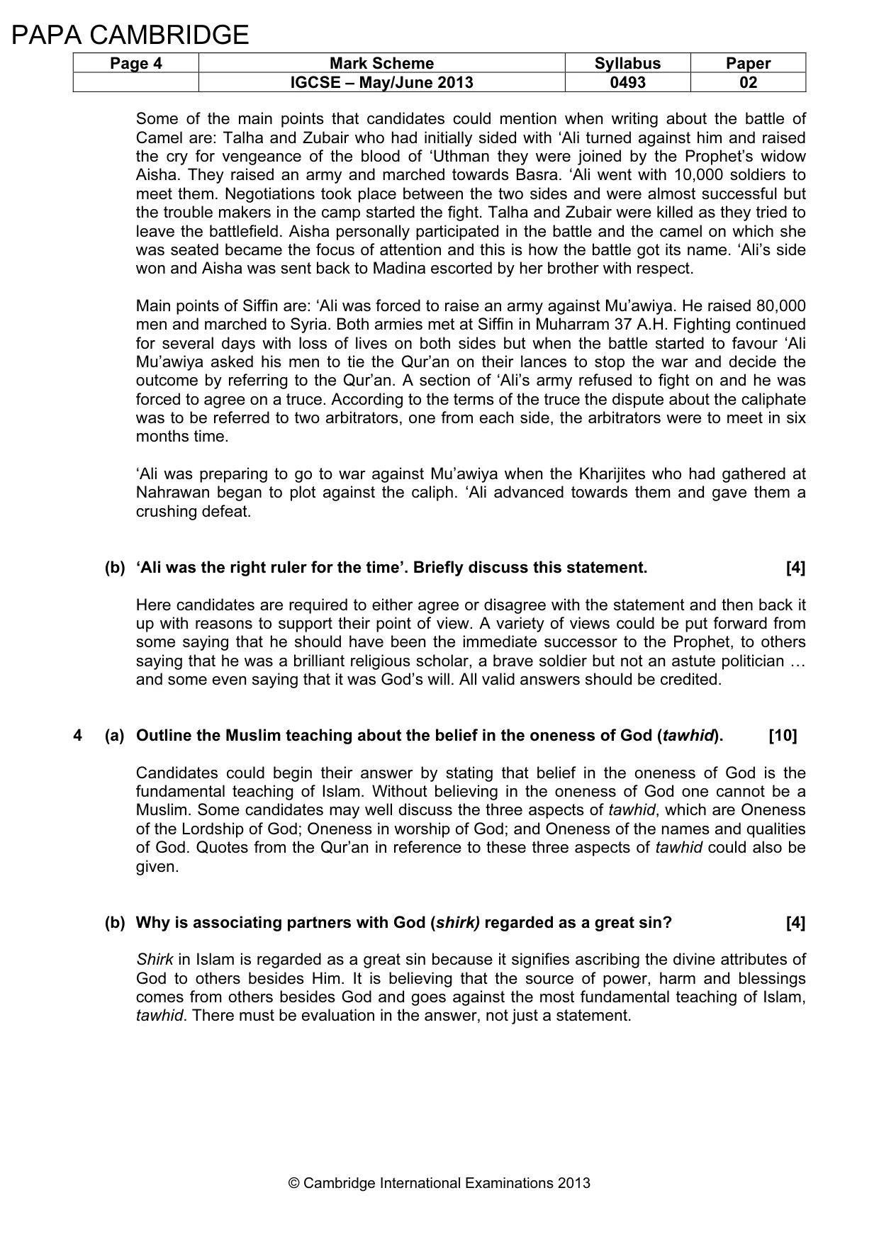 Mark scheme, page 5 of 6