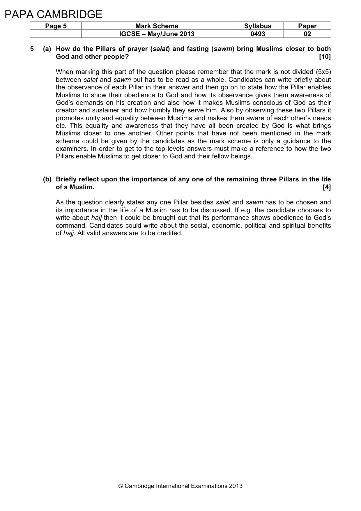 Mark scheme, page 6 of 6