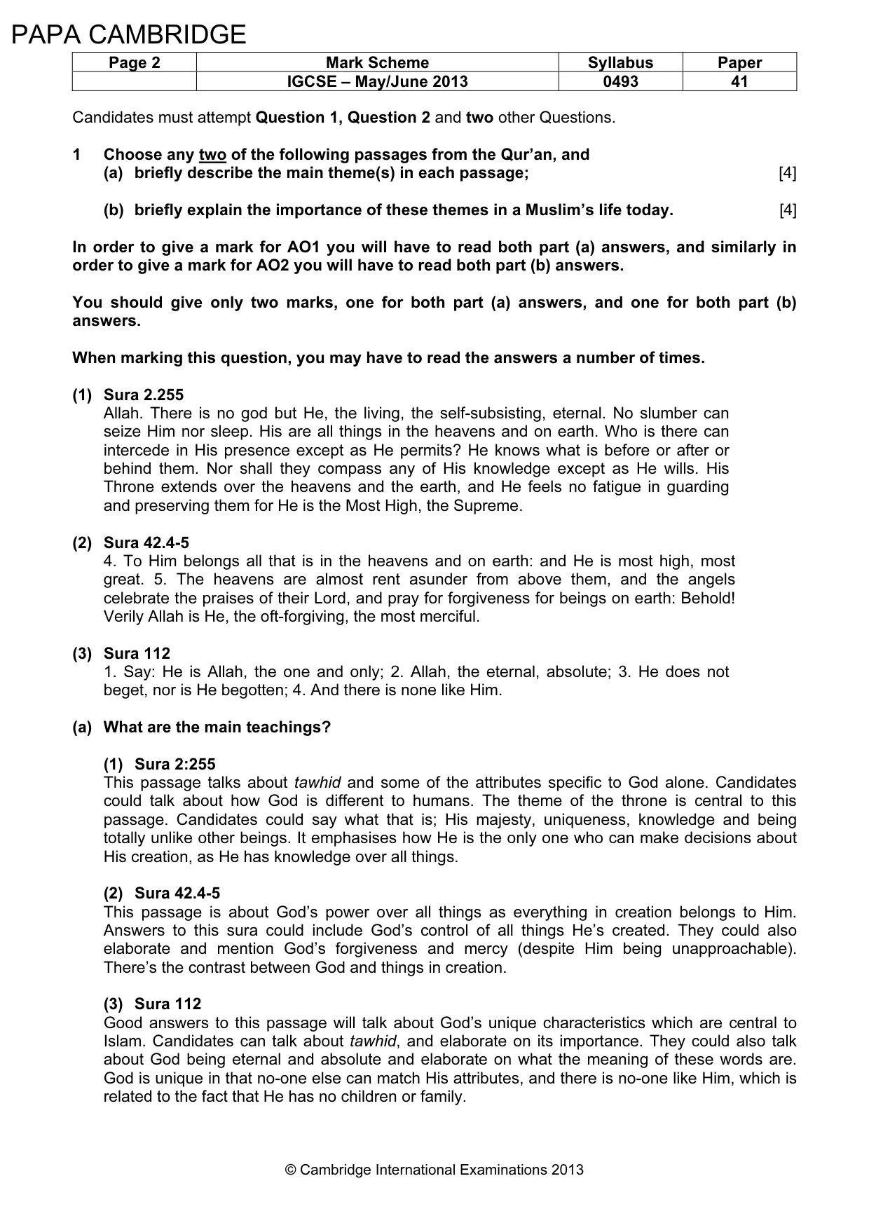 Mark scheme, page 3 of 6