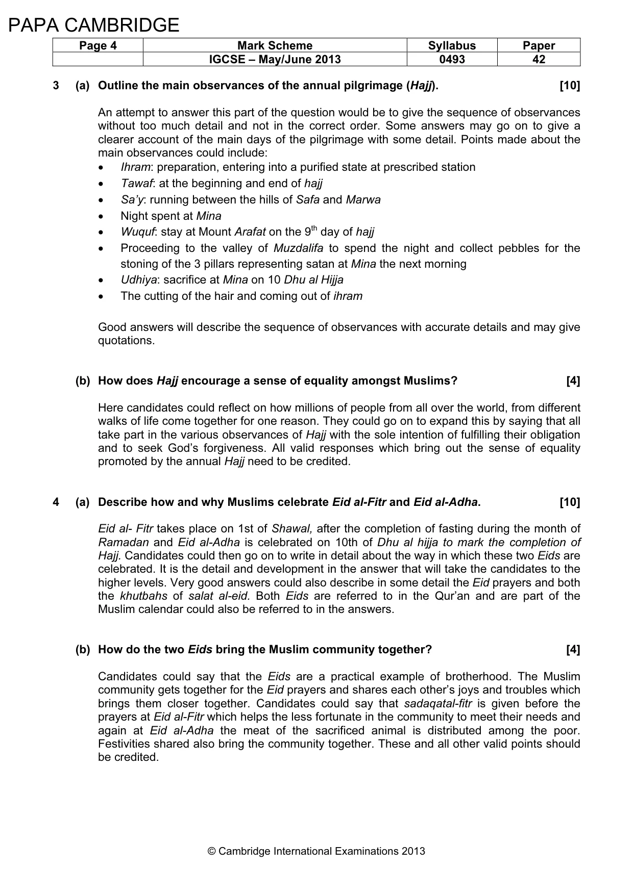 Mark scheme, page 5 of 7