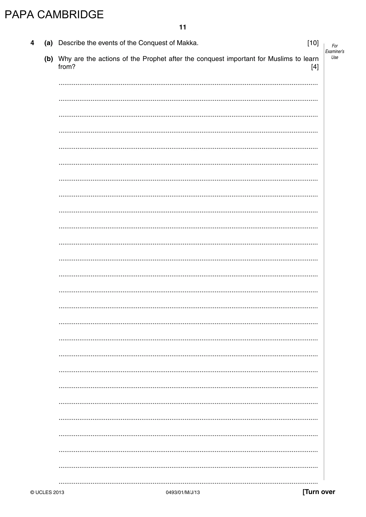 Cambridge IGCSE Islamiyat 0493 2013 May/June Paper 1 · Variant 1 question paper, page 12 of 17