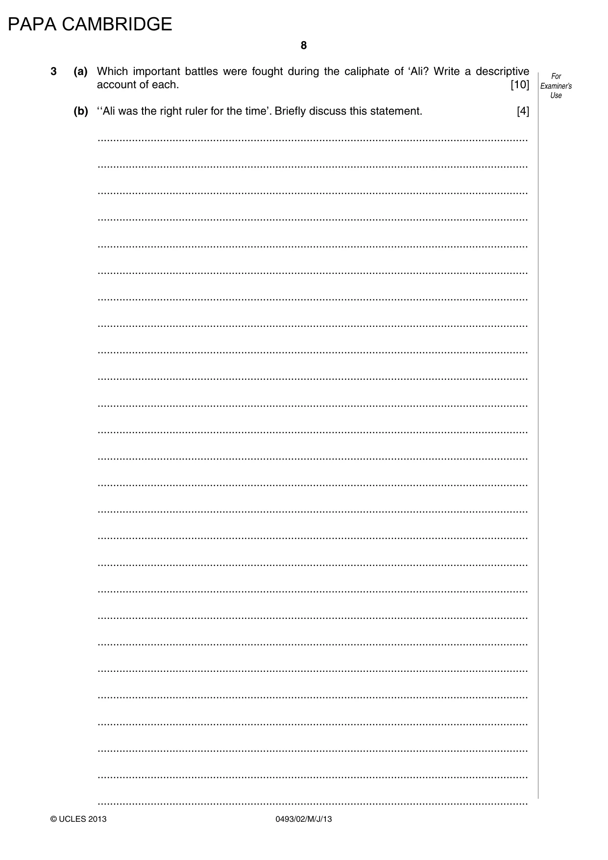Cambridge IGCSE Islamiyat 0493 2013 May/June Paper 2 · Variant 1 question paper, page 9 of 17