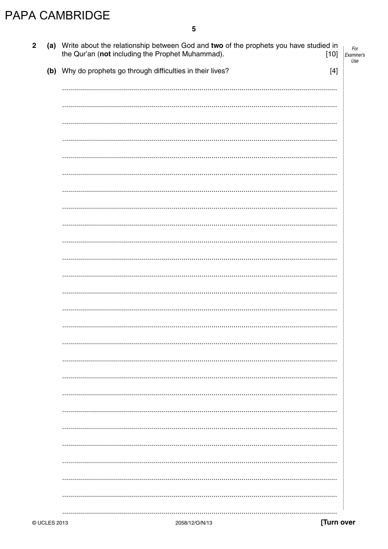 Cambridge IGCSE Islamiyat 0493 2013 May/June Paper 4 · Variant 1 question paper, page 6 of 17