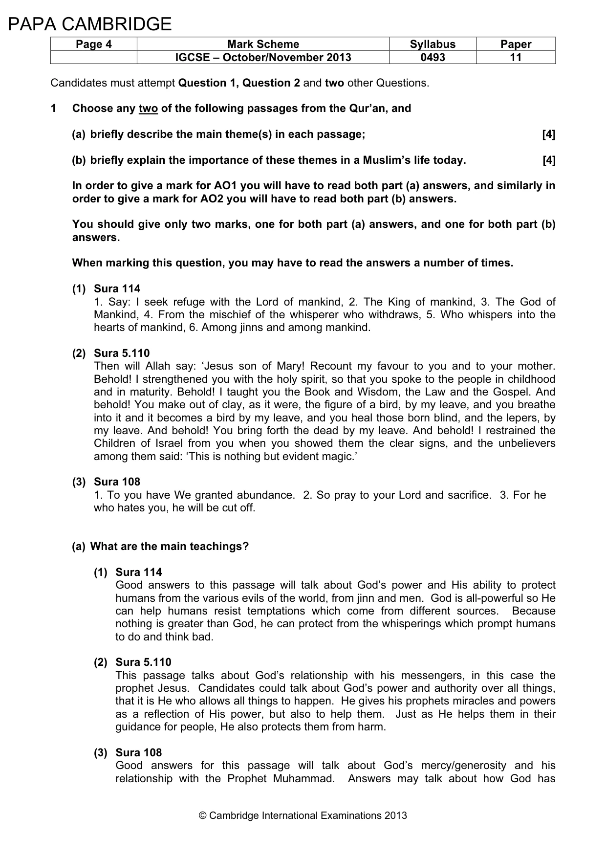 Mark scheme, page 4 of 8