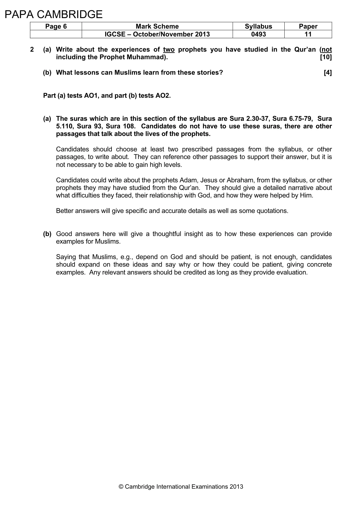 Mark scheme, page 6 of 8