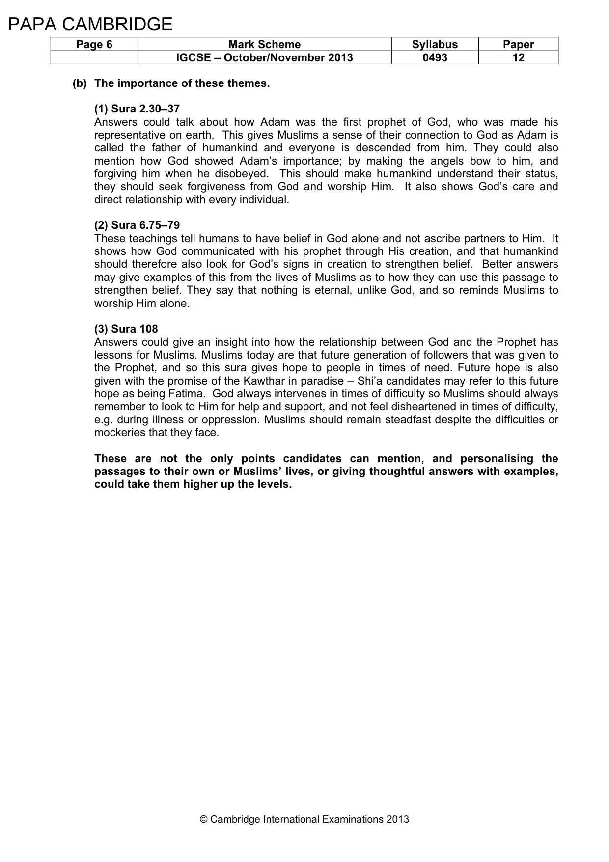 Mark scheme, page 6 of 10