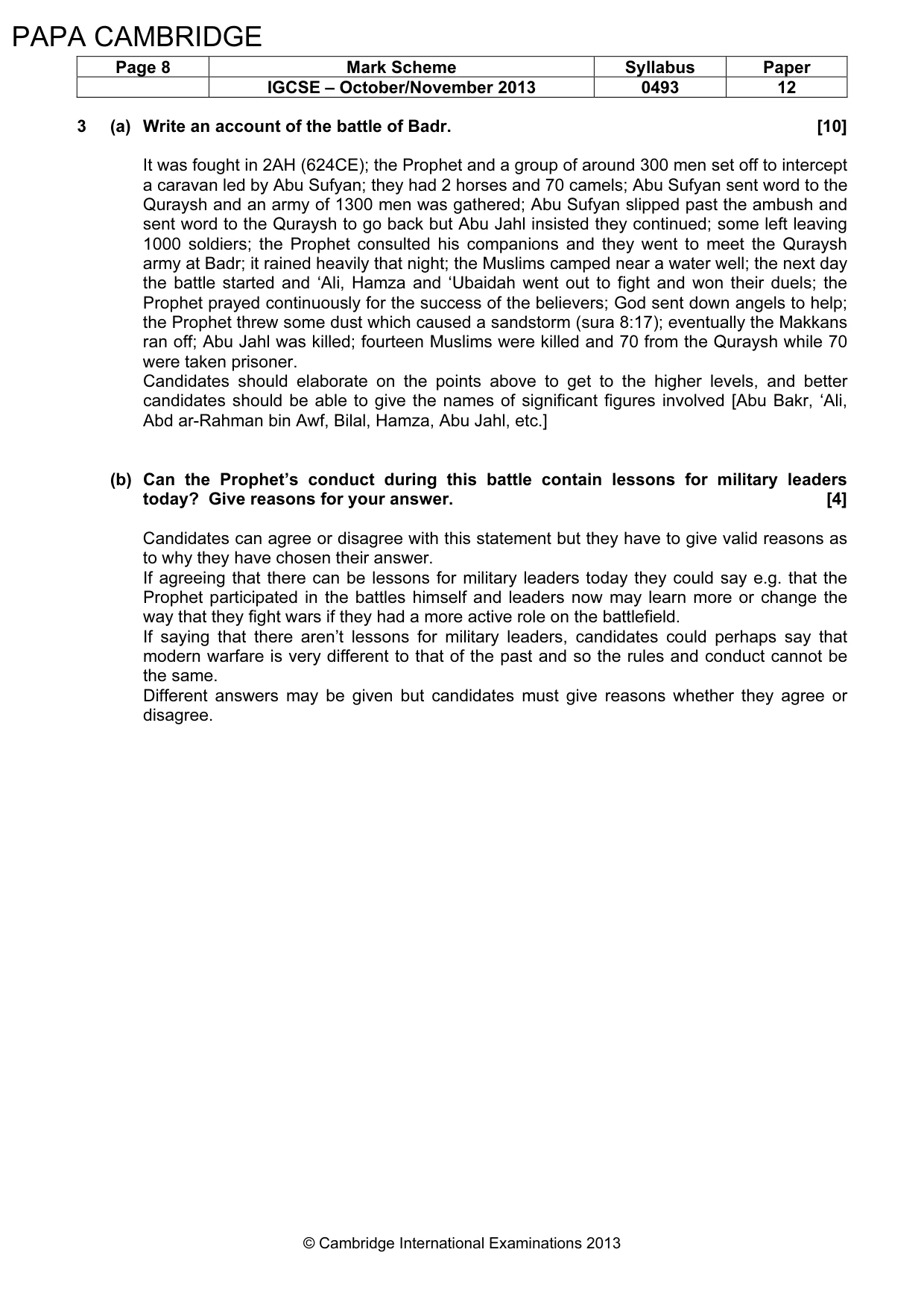 Mark scheme, page 8 of 10
