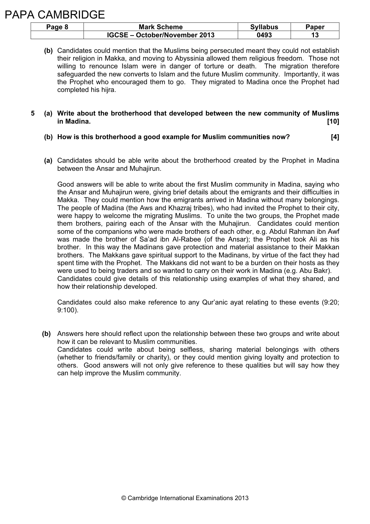 Mark scheme, page 8 of 8