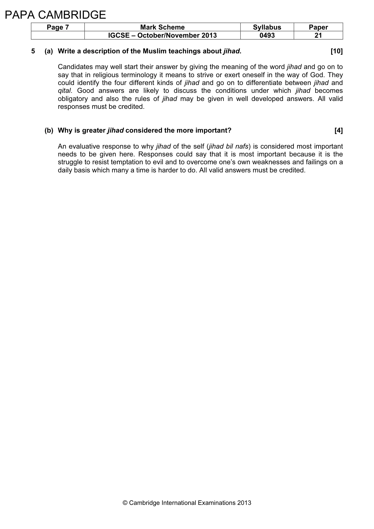 Mark scheme, page 7 of 7