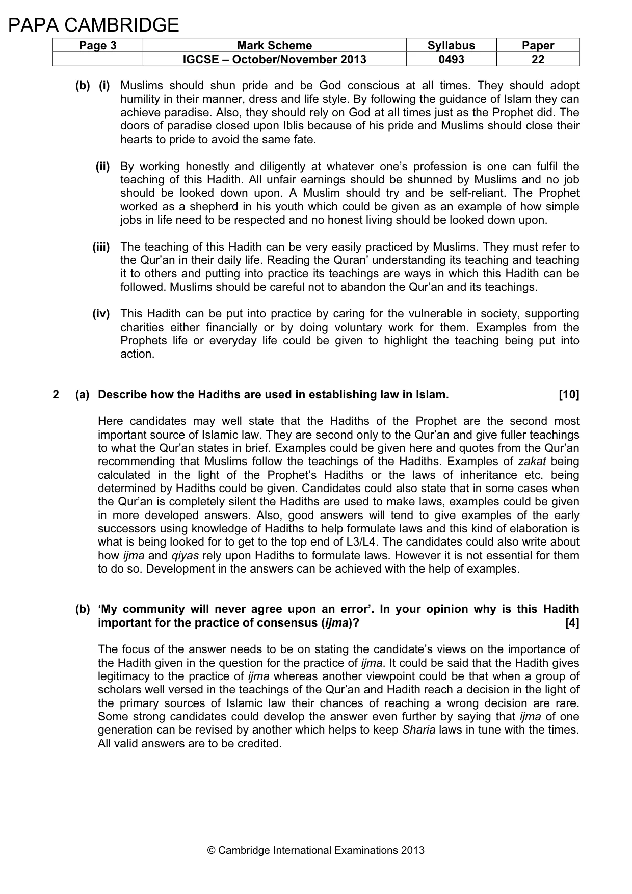 Mark scheme, page 3 of 5