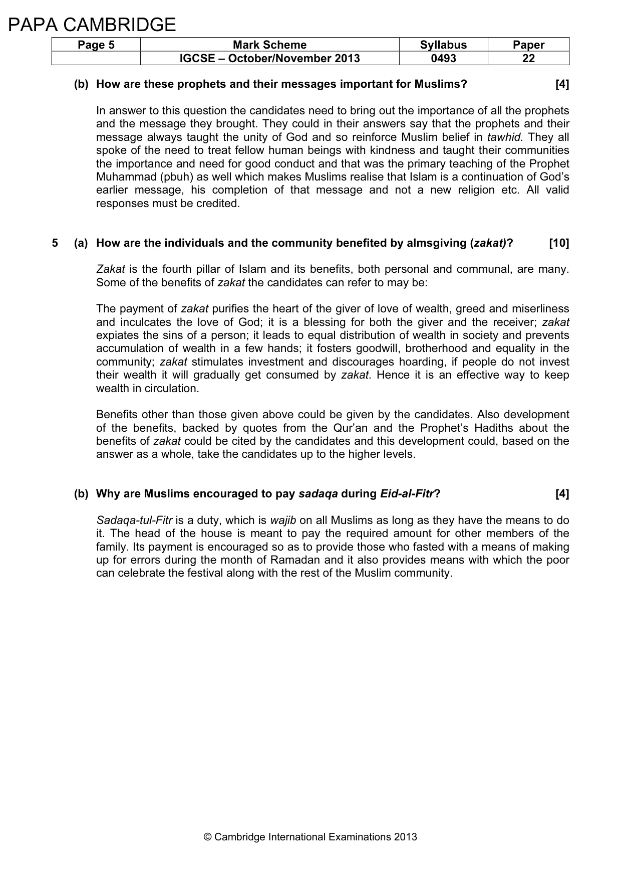 Mark scheme, page 5 of 5