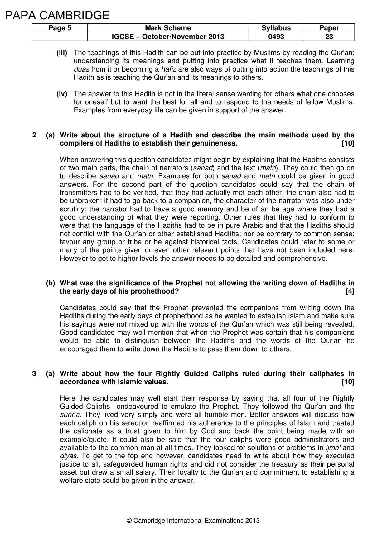 Mark scheme, page 5 of 7