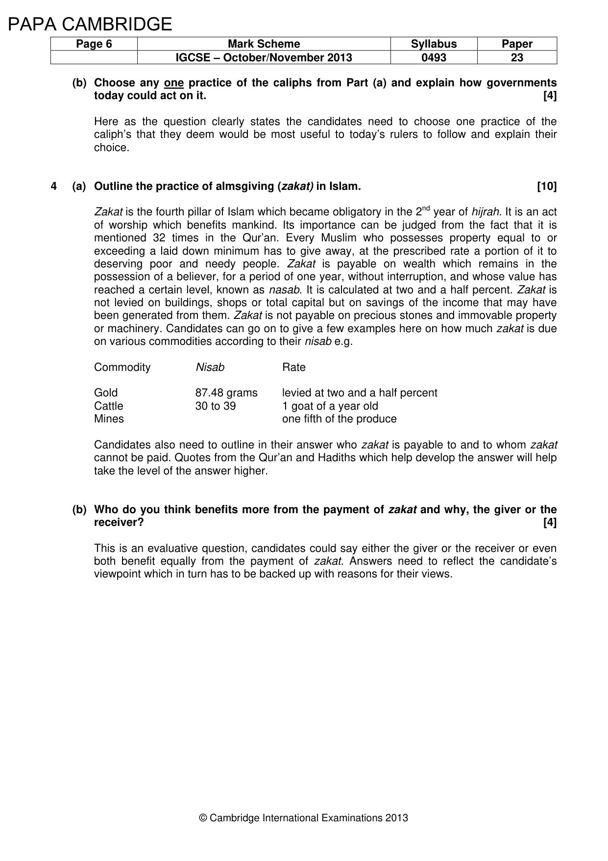 Mark scheme, page 6 of 7