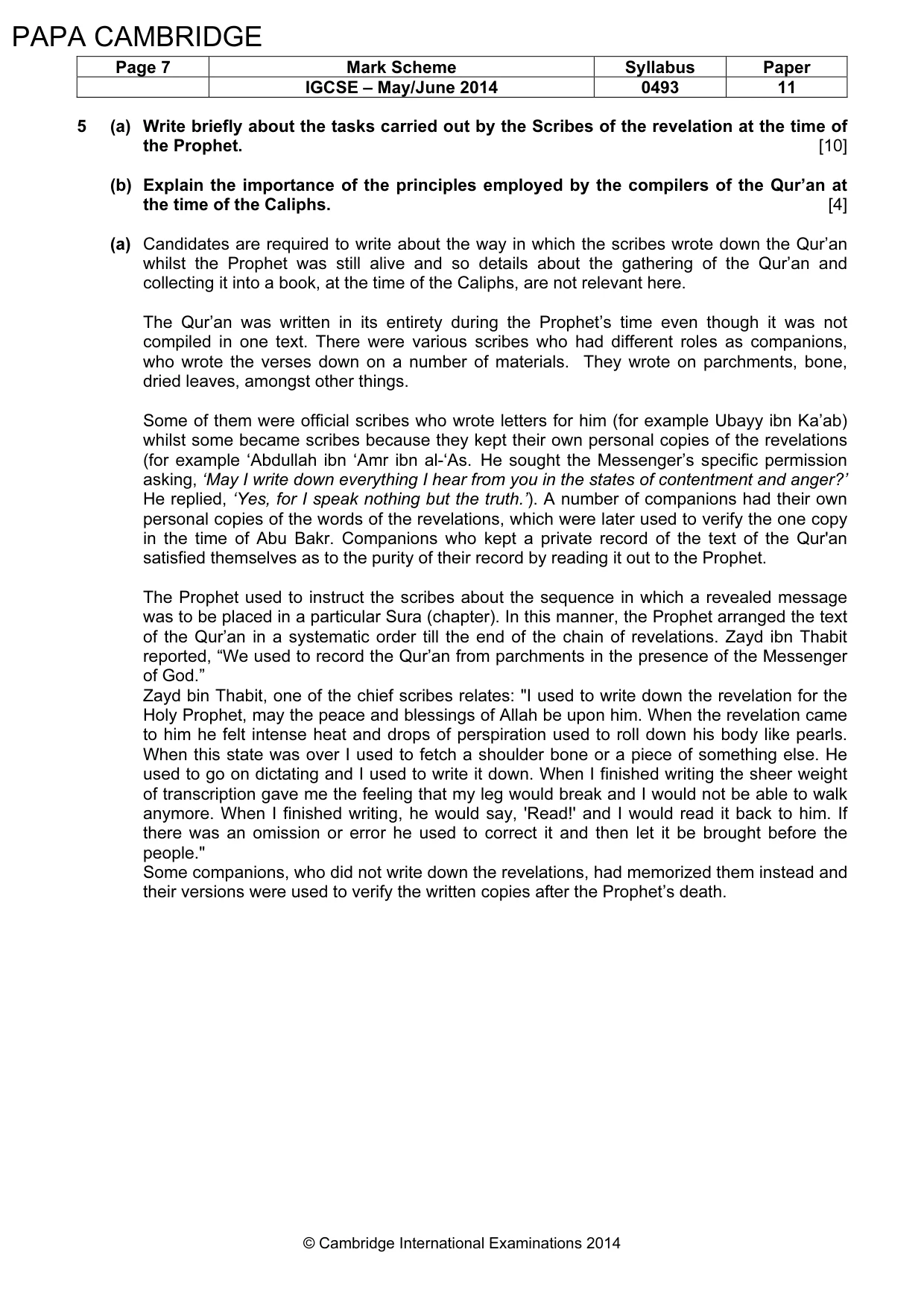 Mark scheme, page 7 of 8