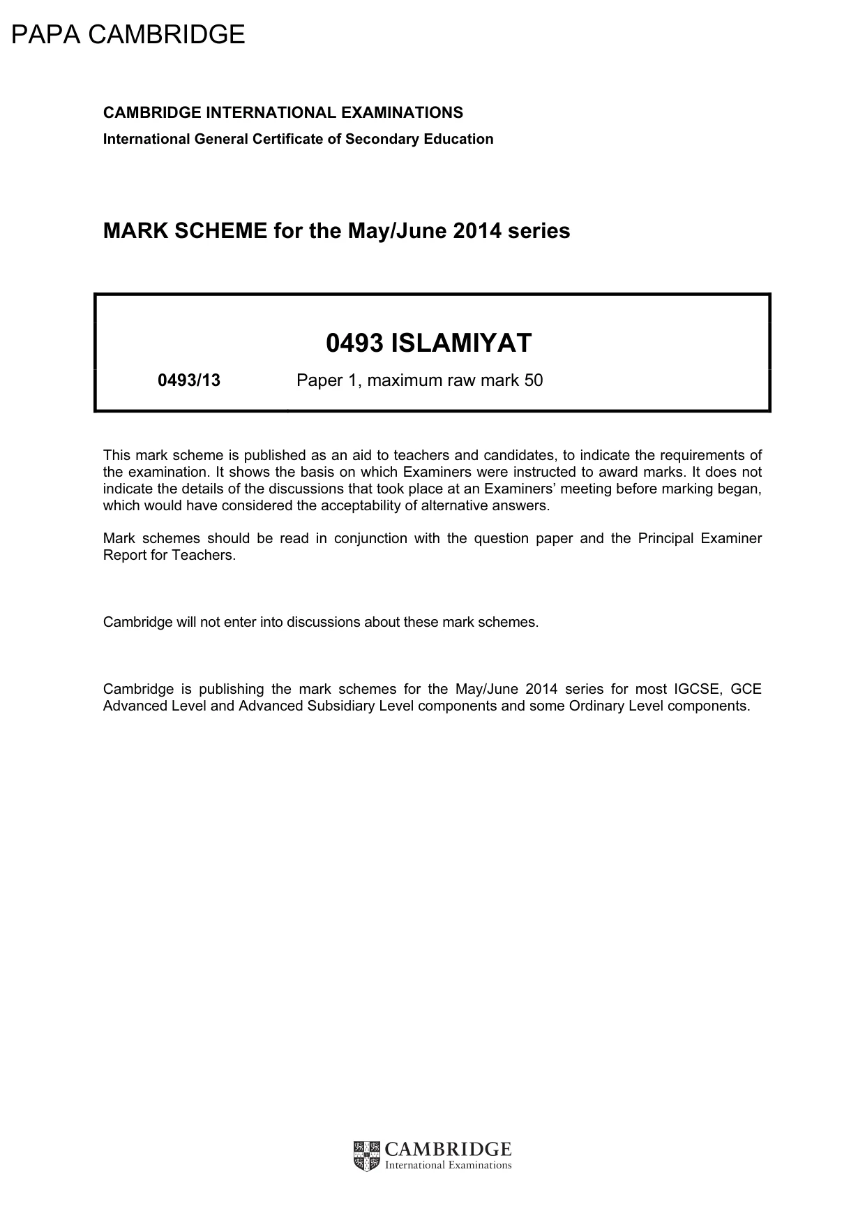 Mark scheme, page 1 of 8