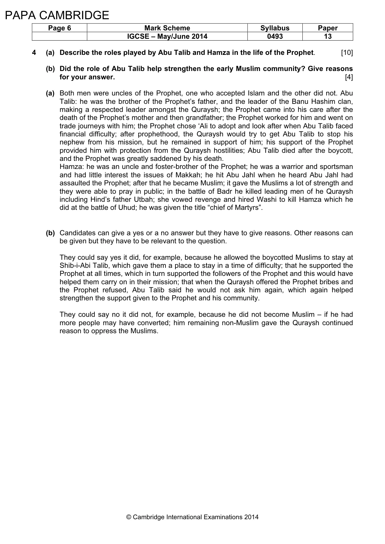 Mark scheme, page 6 of 8