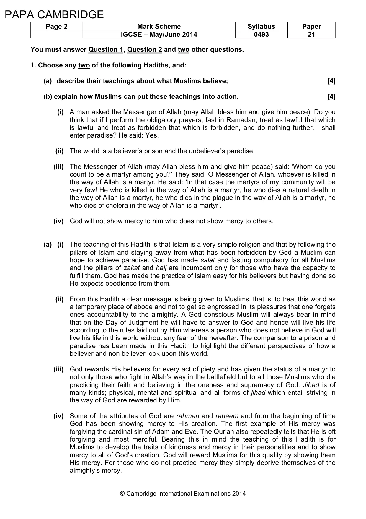 Mark scheme, page 2 of 6