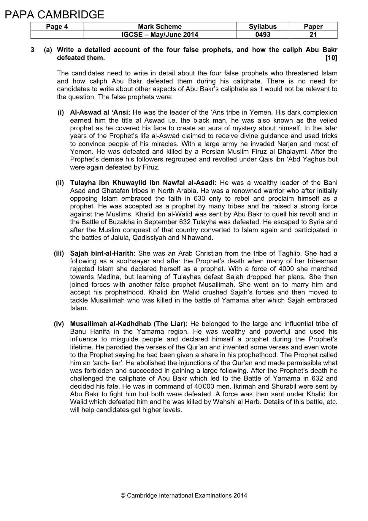 Mark scheme, page 4 of 6