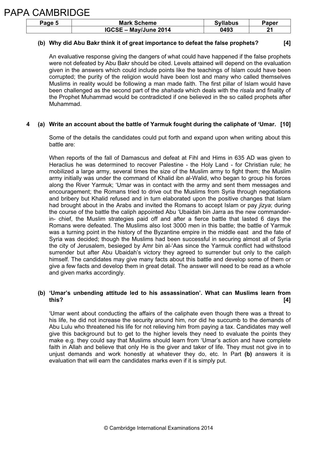 Mark scheme, page 5 of 6