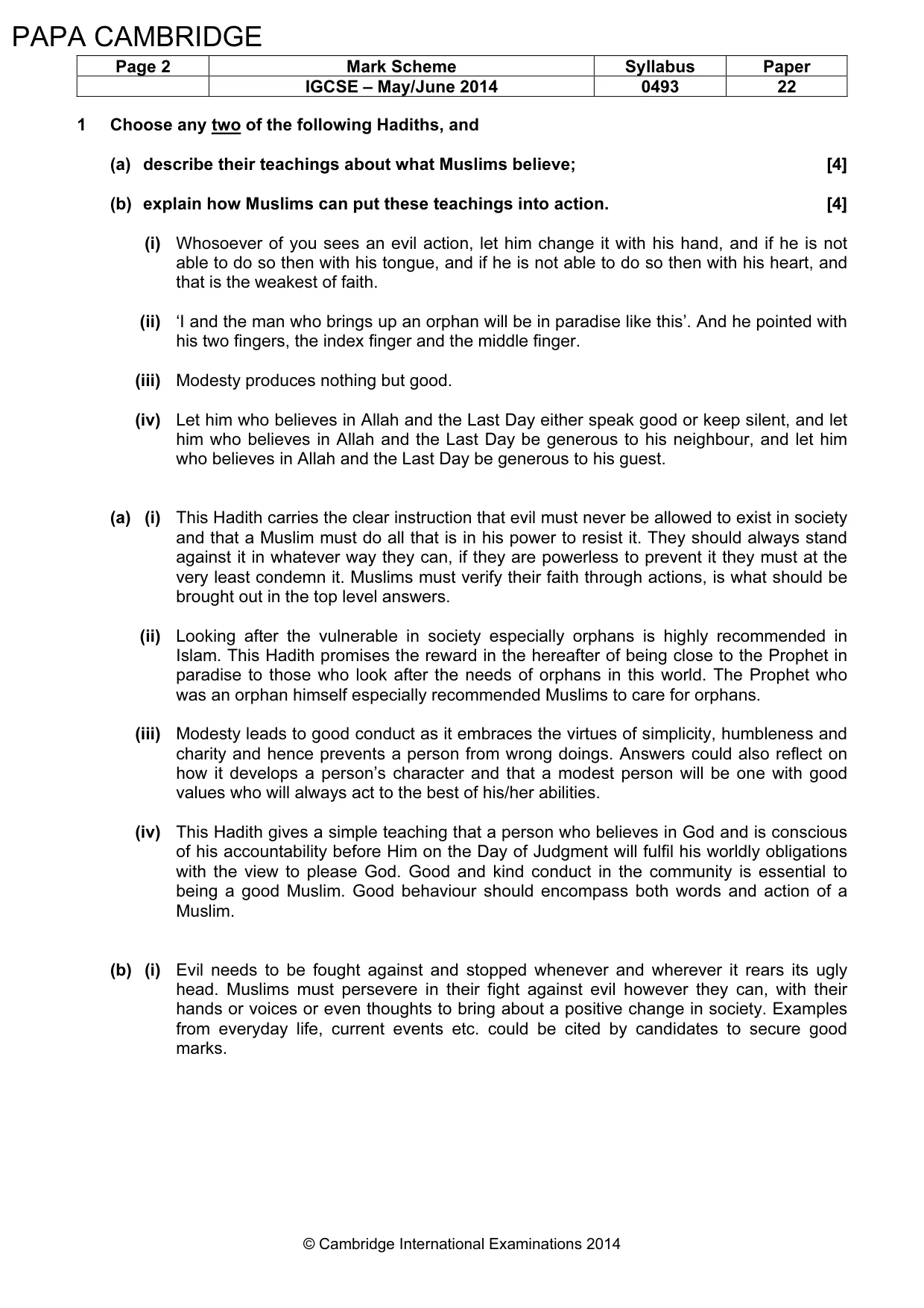 Mark scheme, page 2 of 5