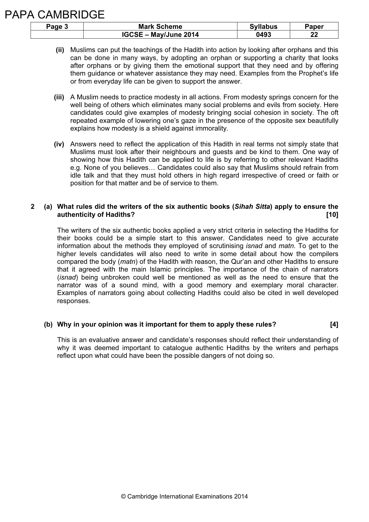Mark scheme, page 3 of 5