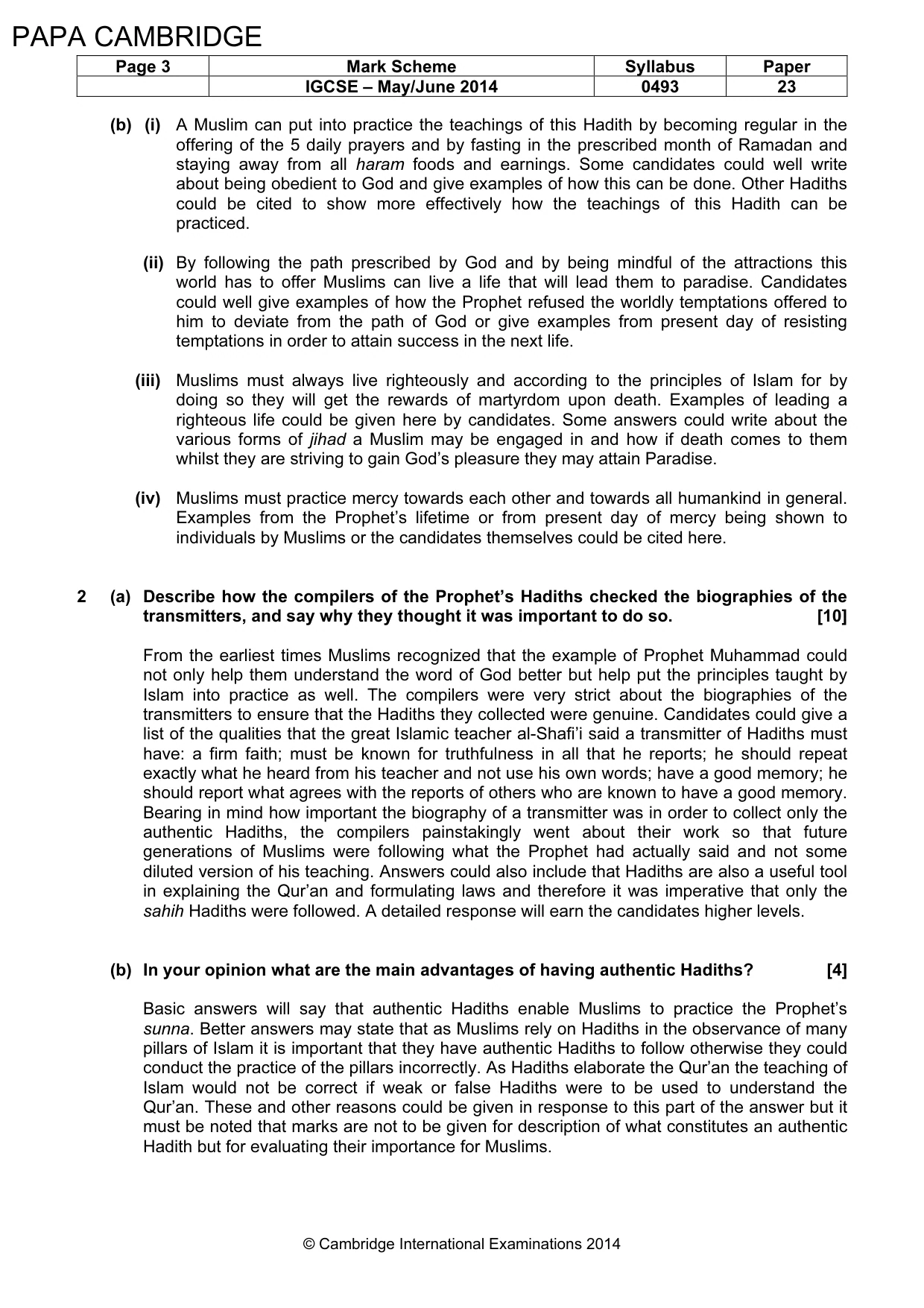 Mark scheme, page 3 of 6