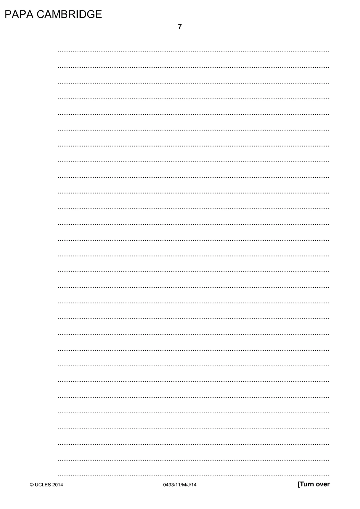 Cambridge IGCSE Islamiyat 0493 2014 May/June Paper 1 · Variant 1 question paper, page 7 of 20
