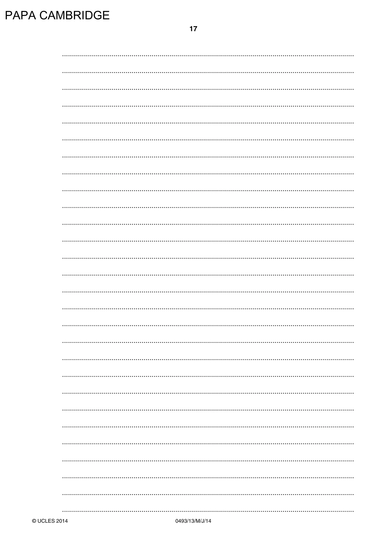 Cambridge IGCSE Islamiyat 0493 2014 May/June Paper 1 · Variant 3 question paper, page 17 of 20