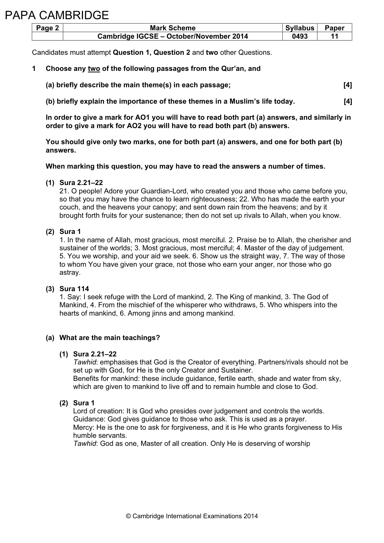 Mark scheme, page 2 of 7