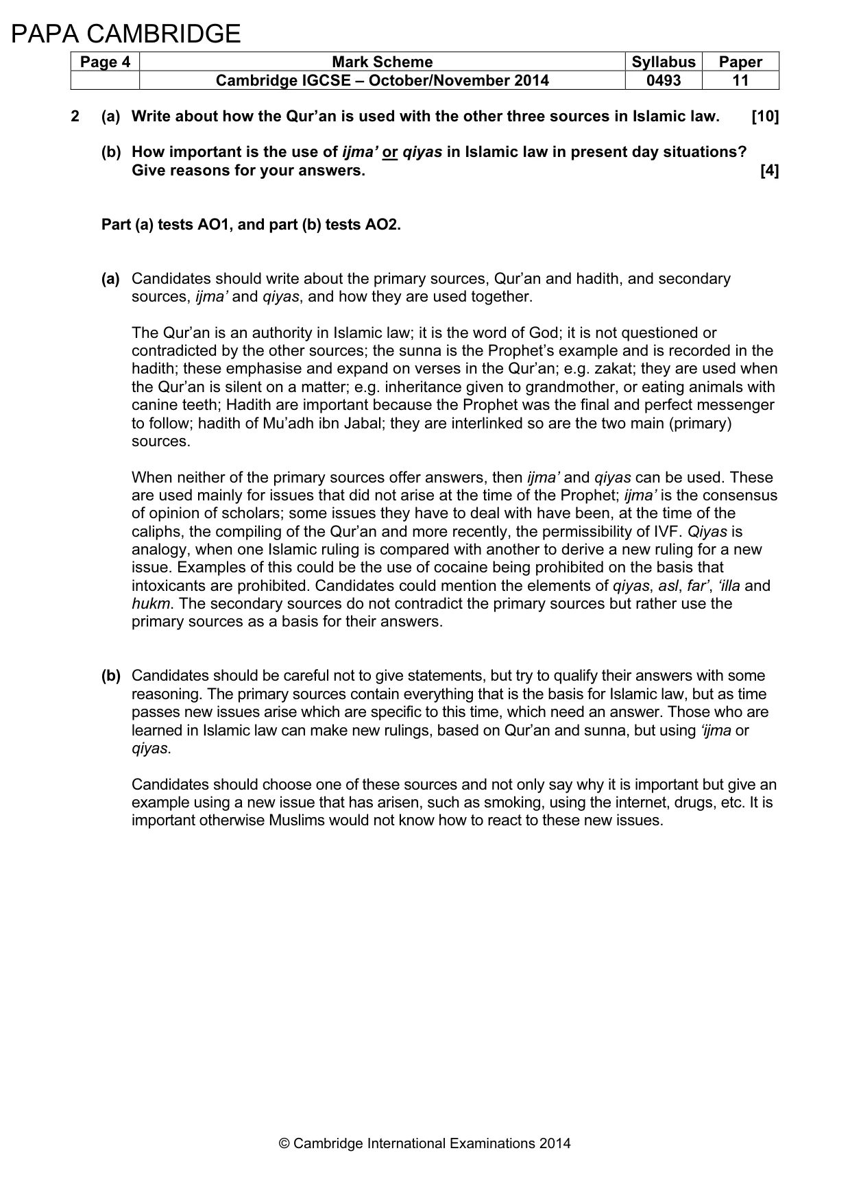 Mark scheme, page 4 of 7