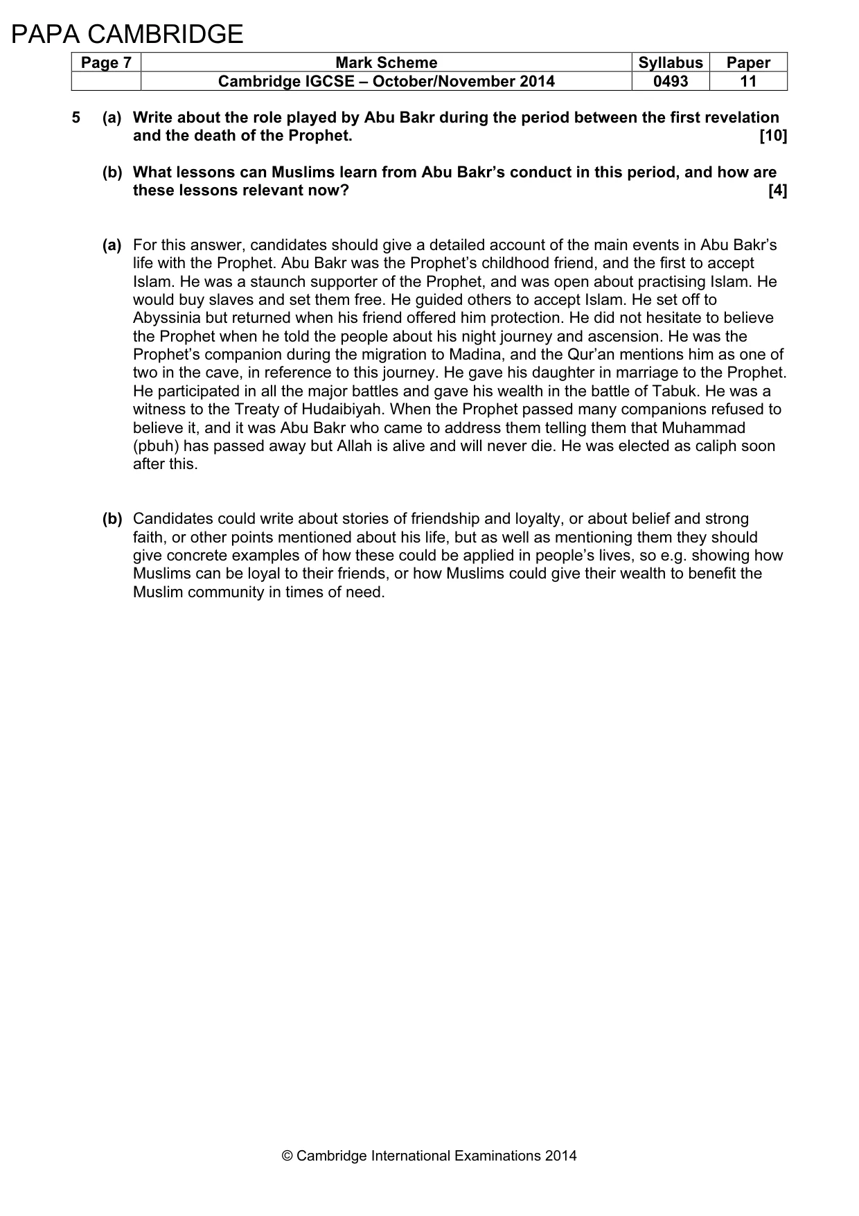 Mark scheme, page 7 of 7