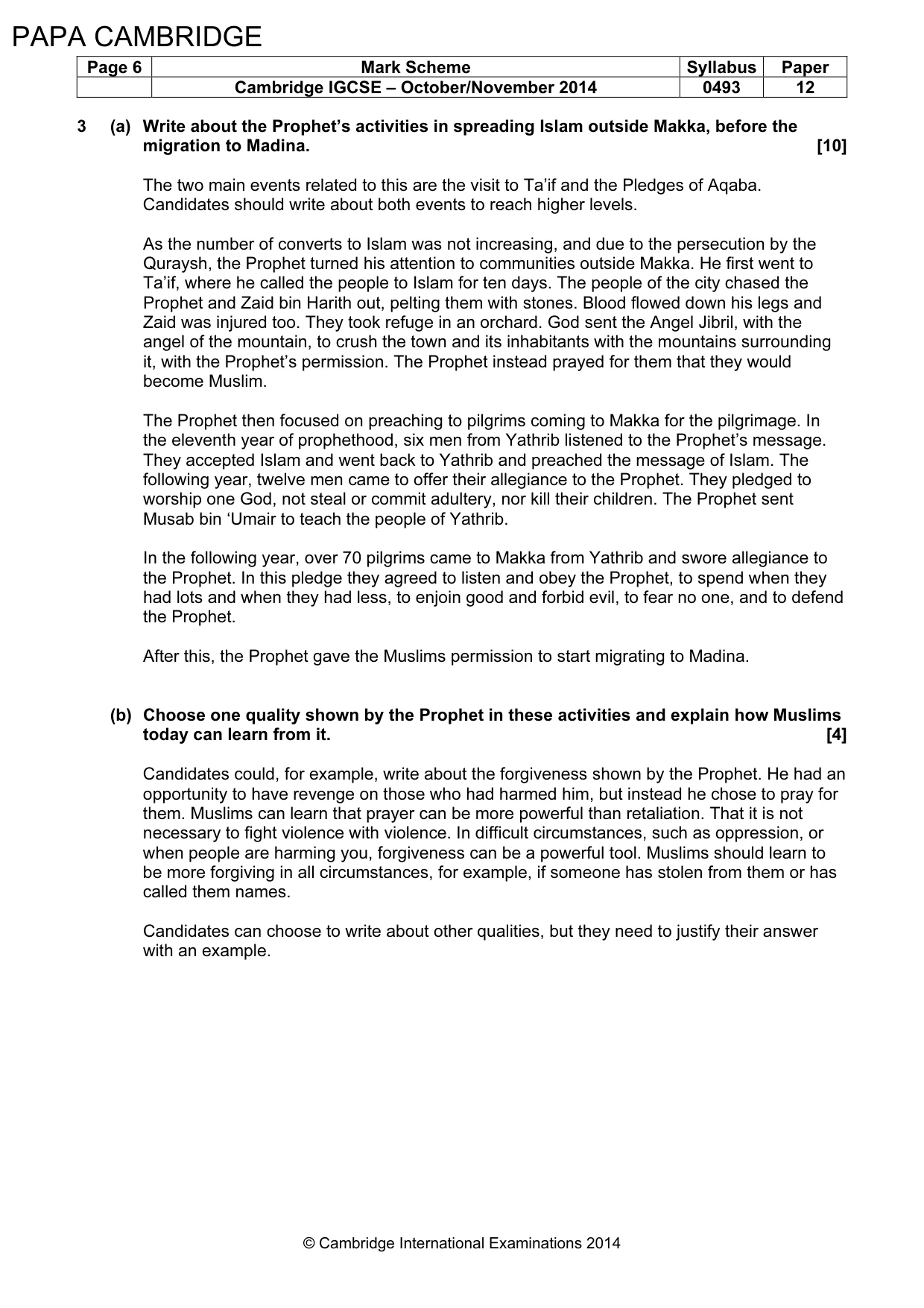 Mark scheme, page 6 of 8