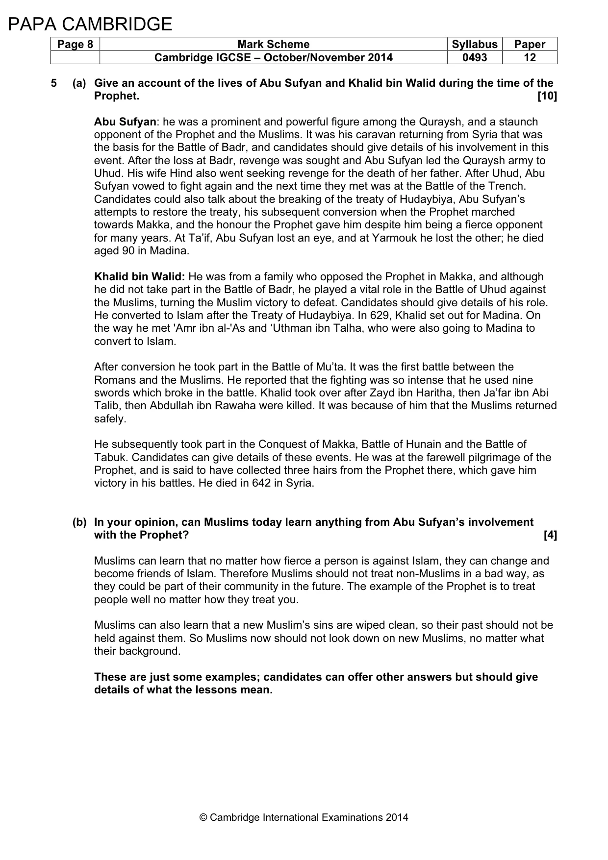 Mark scheme, page 8 of 8