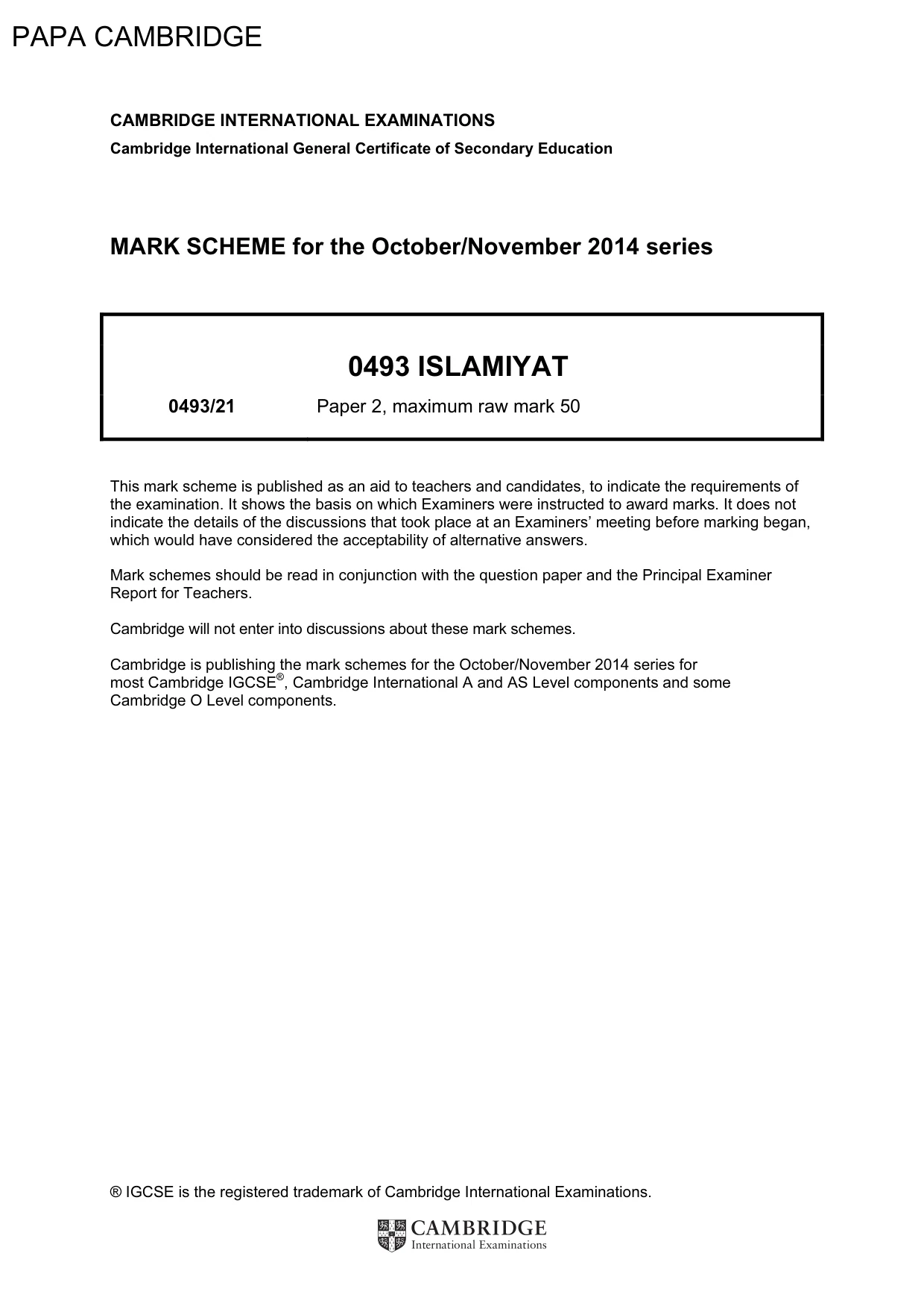 Mark scheme, page 1 of 7