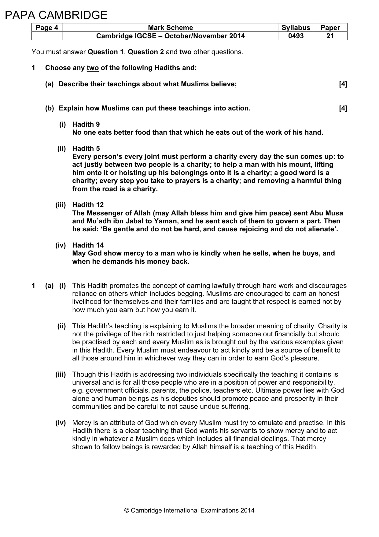 Mark scheme, page 4 of 7