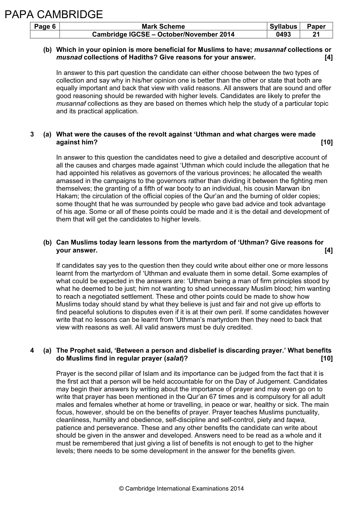Mark scheme, page 6 of 7
