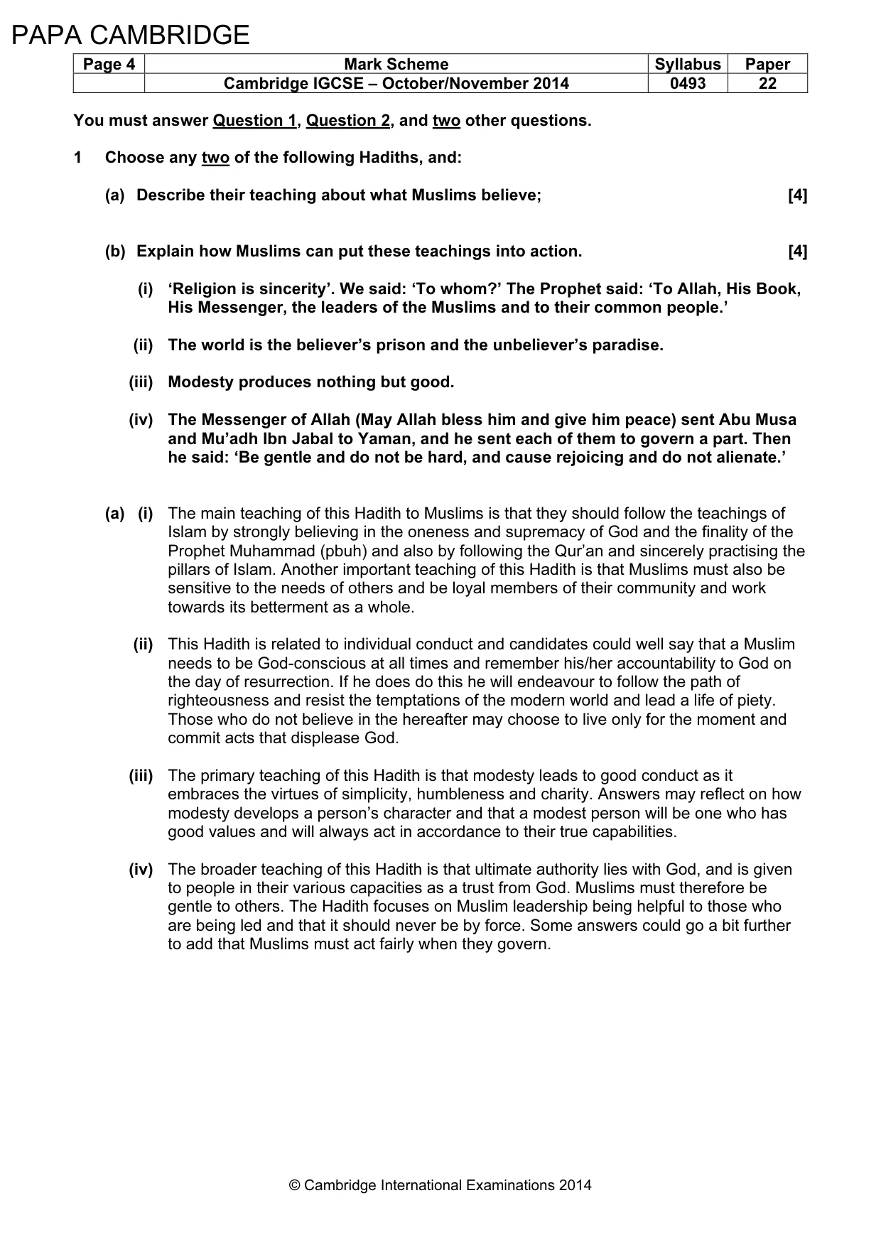 Mark scheme, page 4 of 8