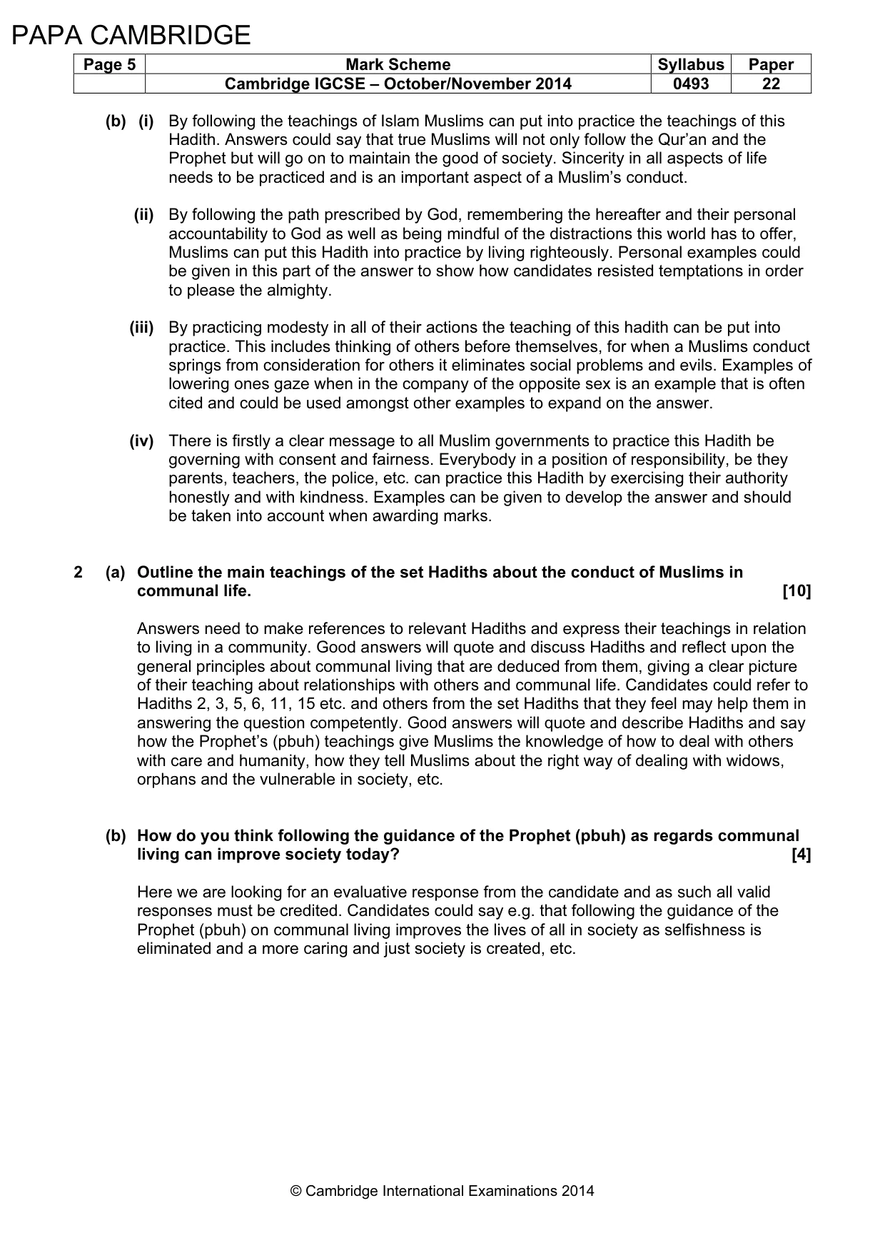 Mark scheme, page 5 of 8