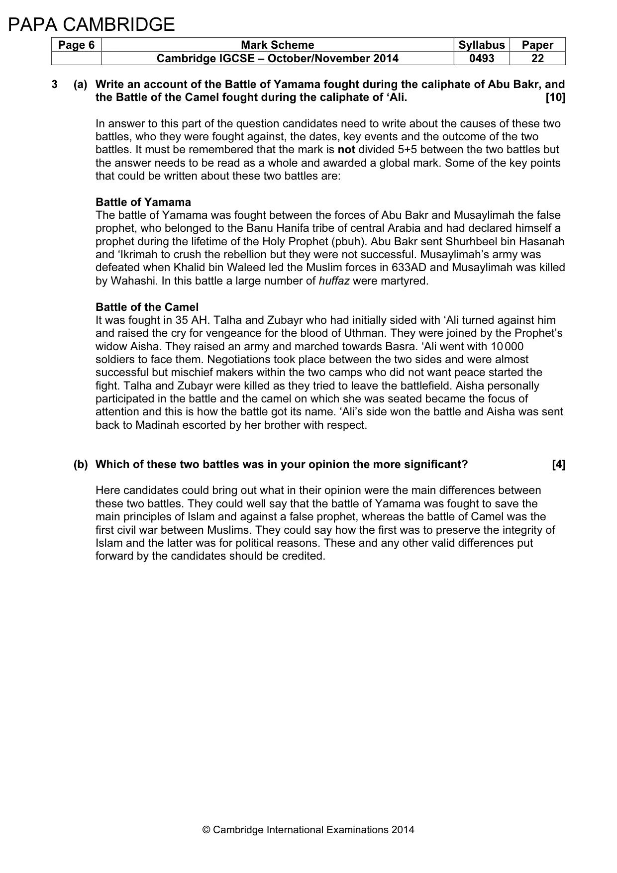 Mark scheme, page 6 of 8