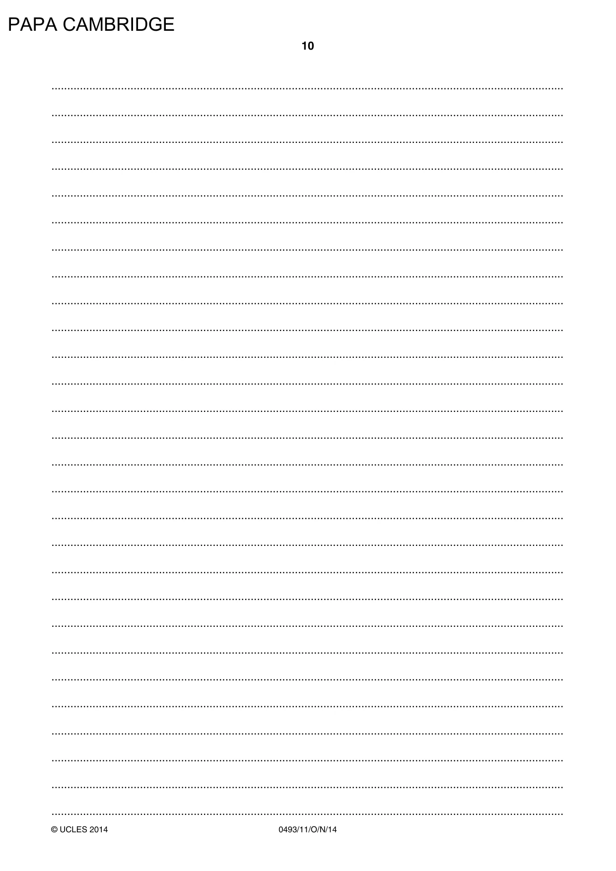Cambridge IGCSE Islamiyat 0493 2014 Oct/Nov Paper 1 · Variant 1 question paper, page 10 of 16