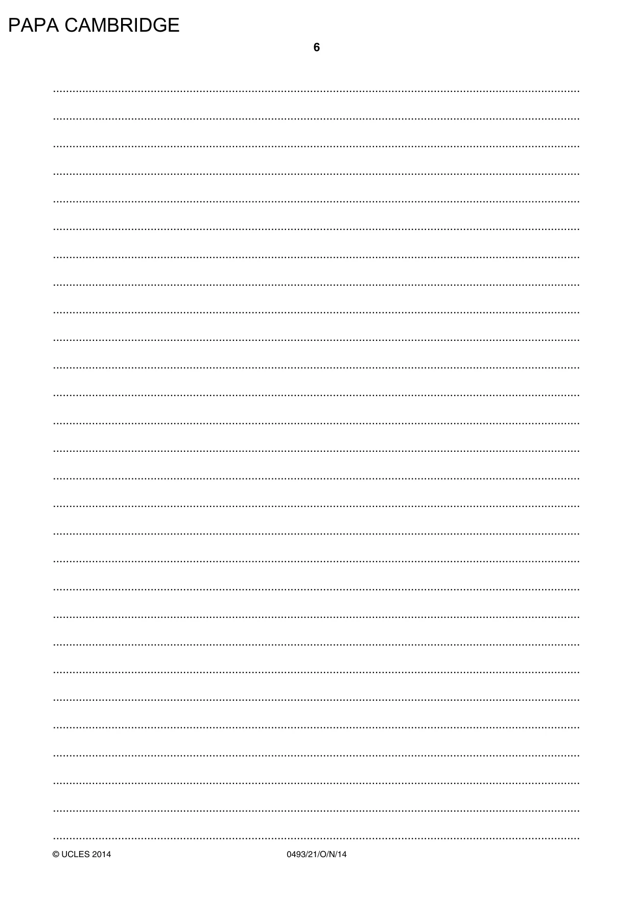 Cambridge IGCSE Islamiyat 0493 2014 Oct/Nov Paper 2 · Variant 1 question paper, page 6 of 16