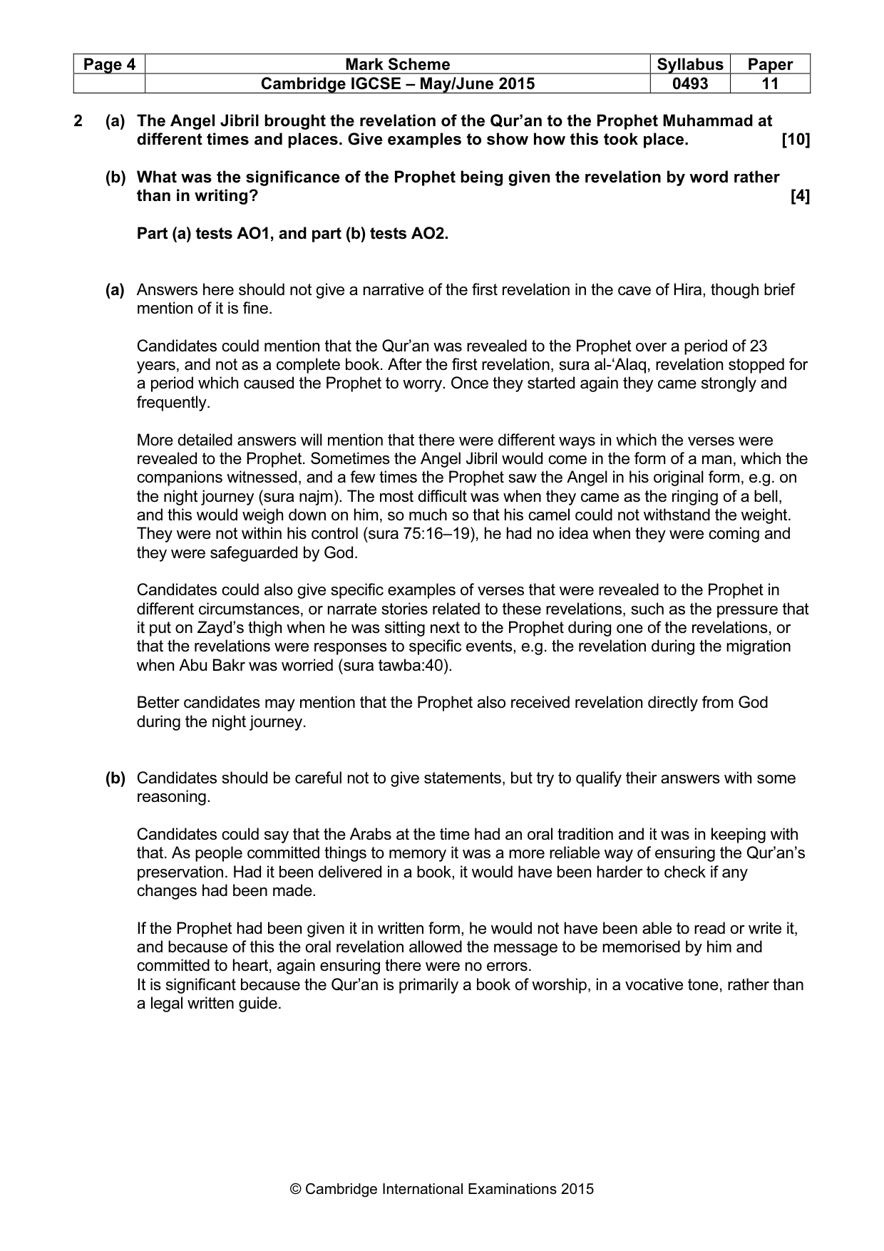 Mark scheme, page 4 of 7