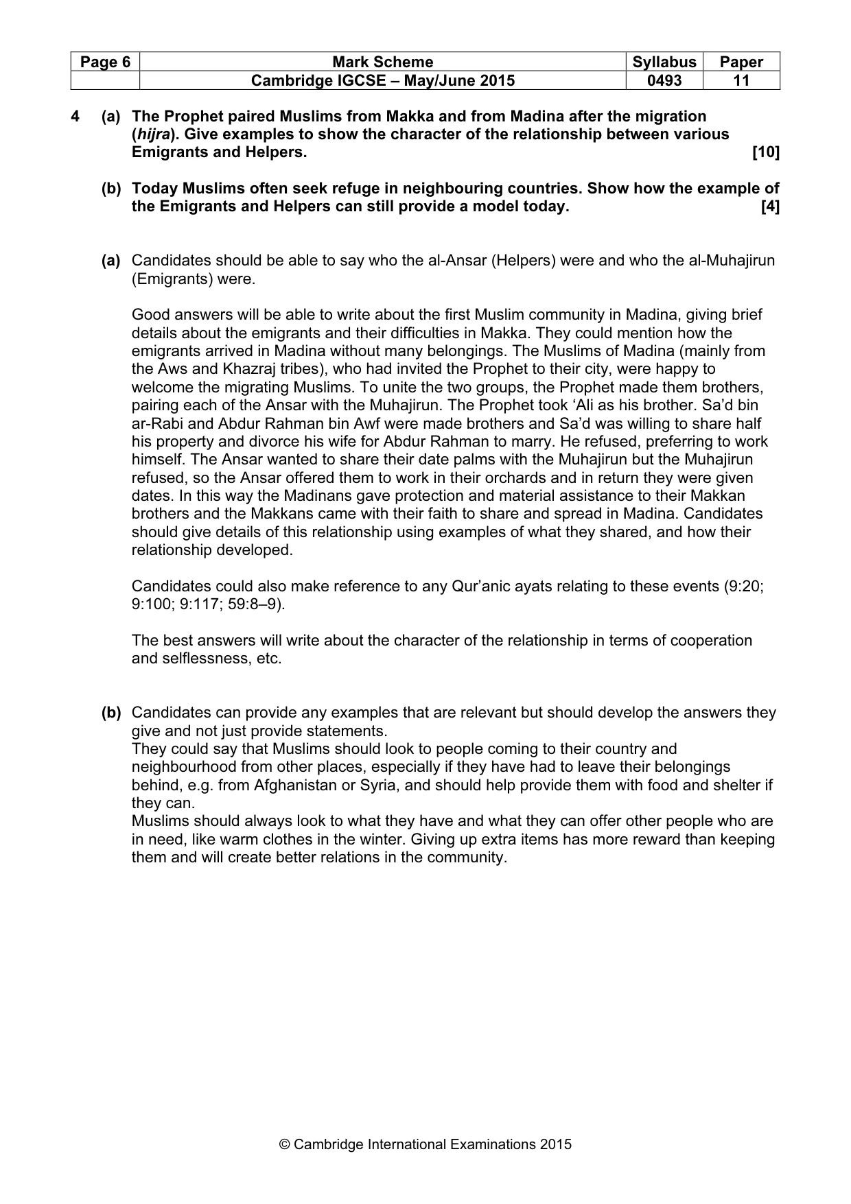 Mark scheme, page 6 of 7