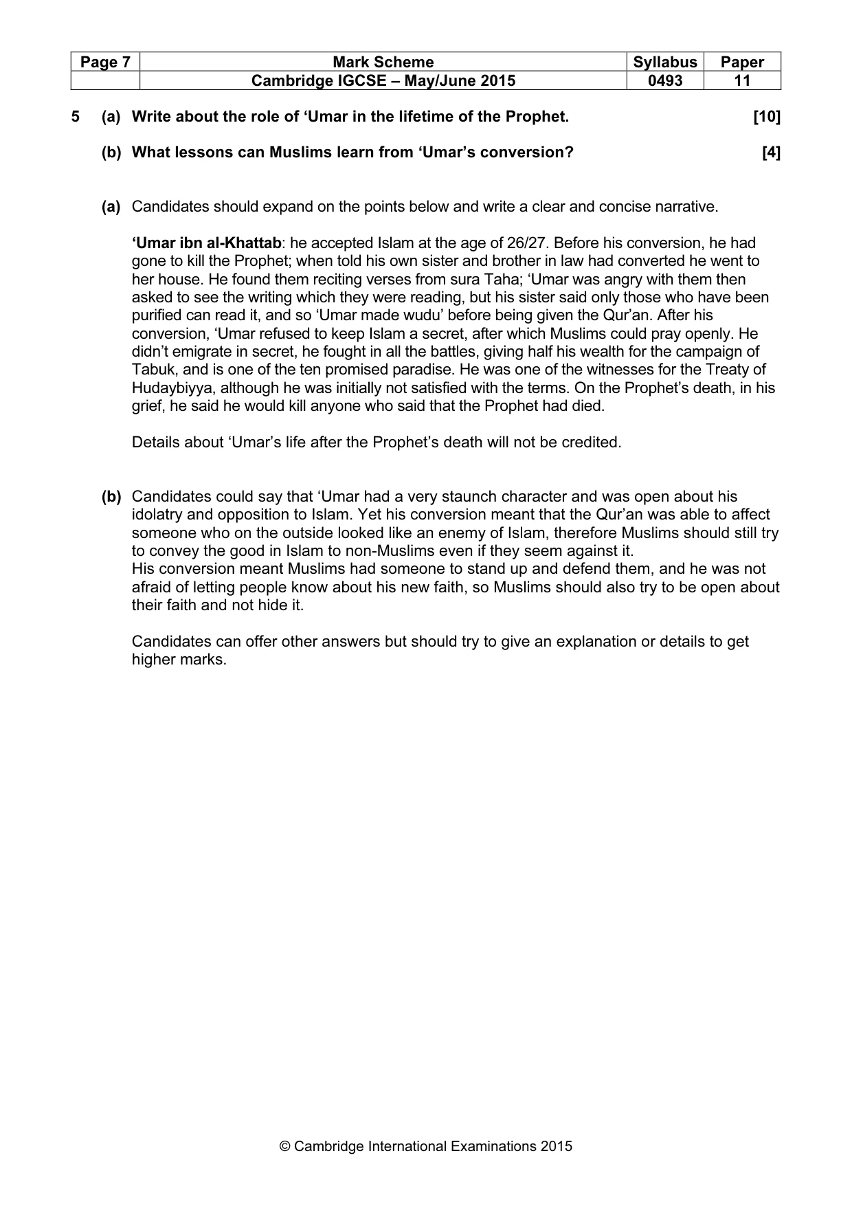 Mark scheme, page 7 of 7