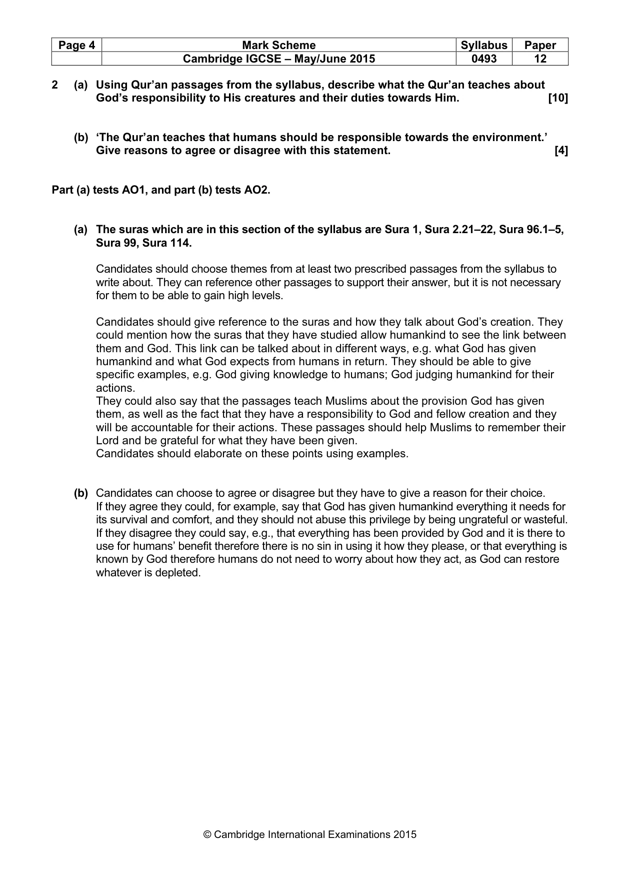 Mark scheme, page 4 of 7