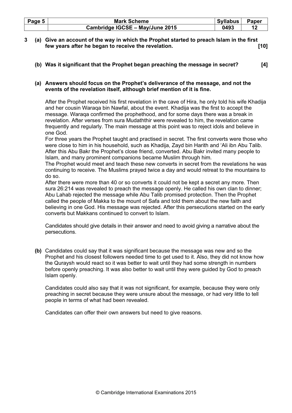Mark scheme, page 5 of 7