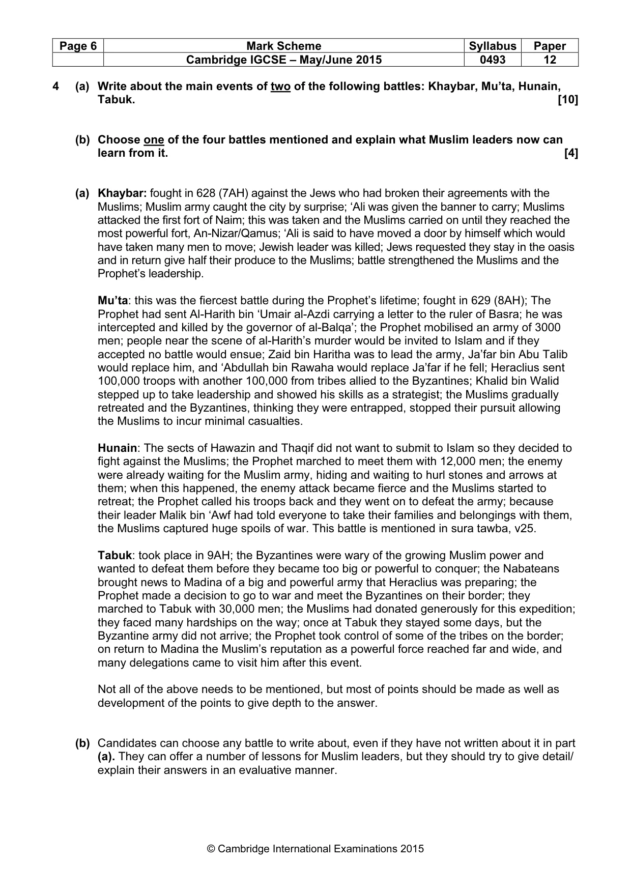 Mark scheme, page 6 of 7