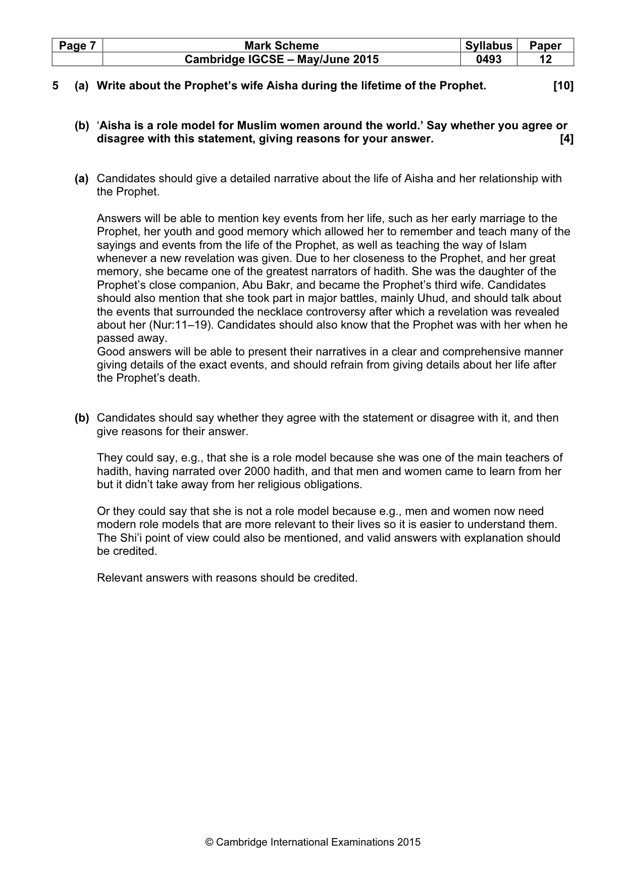 Mark scheme, page 7 of 7