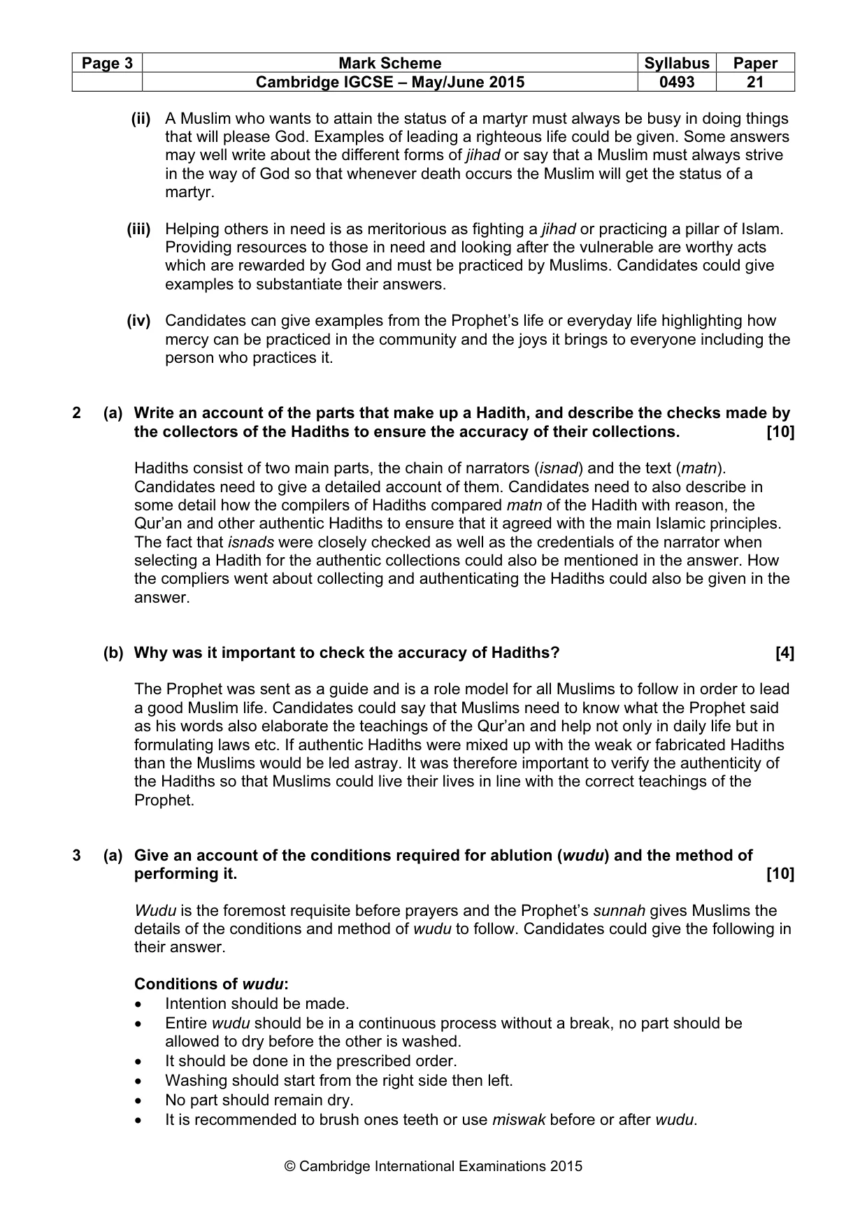 Mark scheme, page 3 of 5
