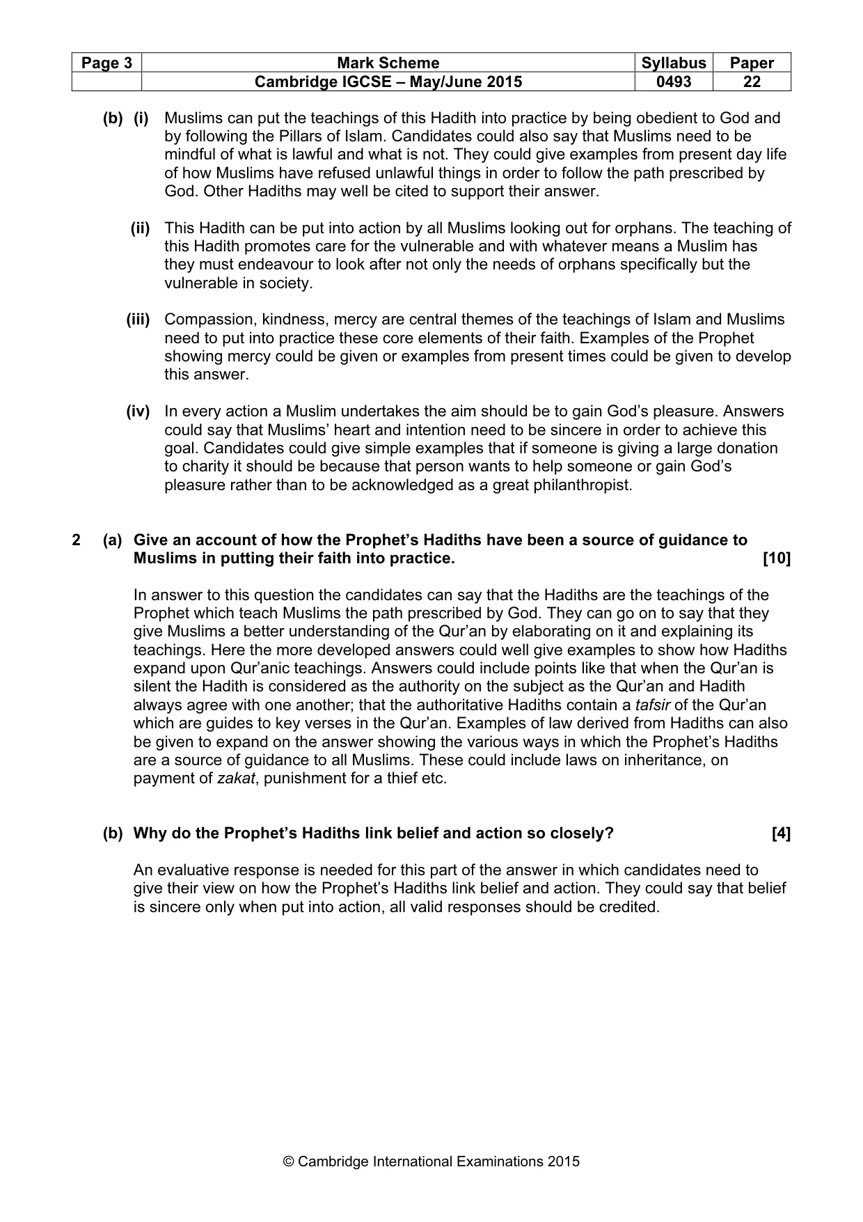 Mark scheme, page 3 of 5
